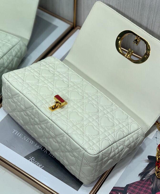 Christian Dior Medium Dior Caro Bag White